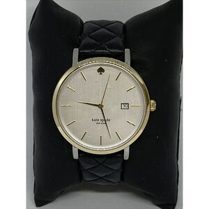 Kate Spade 0125 Women Black Leather Silver Analog Dial Quartz Wrist Watch QB568
